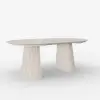 Modern 47"-79" Extendable Whitewash Wood Dining Table with Fluted Base, Seats 4-6