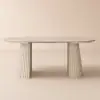 Modern 47"-79" Extendable Whitewash Wood Dining Table with Fluted Base, Seats 4-6