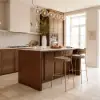 Modern 183 cm Faux Travertine Sintered Stone Kitchen Island with Storage & LED Light