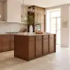 Modern 183 cm Faux Travertine Sintered Stone Kitchen Island with Storage & LED Light