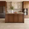 Modern 183 cm Faux Travertine Sintered Stone Kitchen Island with Storage & LED Light