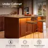 Modern 183 cm Faux Travertine Sintered Stone Kitchen Island with Storage & LED Light