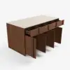 Modern 183 cm Faux Travertine Sintered Stone Kitchen Island with Storage & LED Light