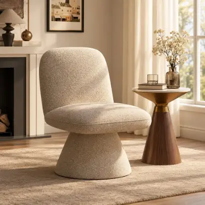 45 cm Performance Boucle Upholstered Swivel Slipper Accent Chair – AUD-H2750