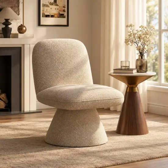 45 cm Performance Boucle Upholstered Swivel Slipper Accent Chair – AUD-H2750