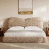 Modern Queen Size Chenille Upholstered Bed with Butterfly Shaped Headboard