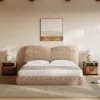 Modern Queen Size Chenille Upholstered Bed with Butterfly Shaped Headboard