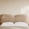 Modern Queen Size Chenille Upholstered Bed with Butterfly Shaped Headboard