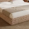 Modern Queen Size Chenille Upholstered Bed with Butterfly Shaped Headboard