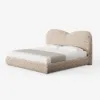 Modern Queen Size Chenille Upholstered Bed with Butterfly Shaped Headboard