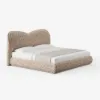 Modern Queen Size Chenille Upholstered Bed with Butterfly Shaped Headboard