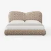 Modern Queen Size Chenille Upholstered Bed with Butterfly Shaped Headboard
