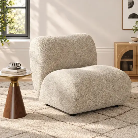 40 cm Performance Boucle Upholstered Curved Slipper Accent Chair – AUD-H2756