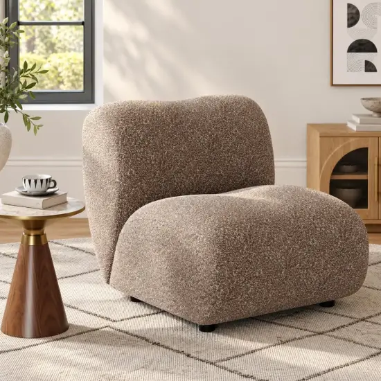 40 cm Performance Boucle Upholstered Curved Slipper Accent Chair – AUD-H2757