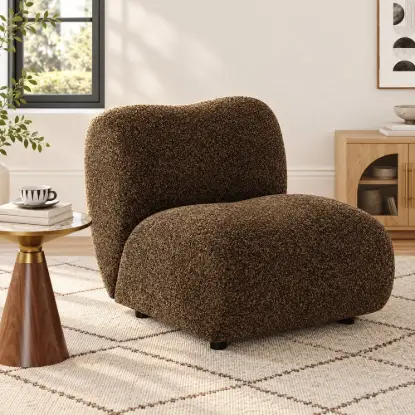 40 cm Performance Boucle Upholstered Curved Slipper Accent Chair – AUD-H2758