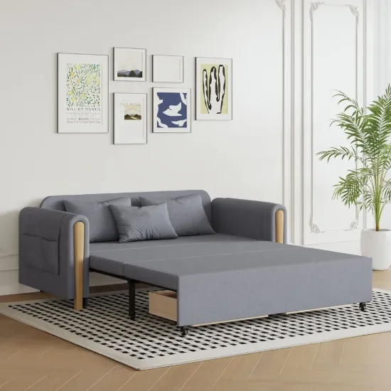 72" Full 2-Seater Linen Convertible Sleeper Sofa – AUD-H2759