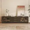 Arune 200 cm Arched Glass Doors Smoked Brown TV Stand with Storage and LED