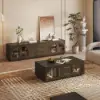 Arune 200 cm Arched Glass Doors Smoked Brown TV Stand with Storage and LED
