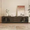 Arune 200 cm Arched Glass Doors Smoked Brown TV Stand with Storage and LED