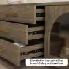 Arune 200 cm Arched Glass Doors Smoked Brown TV Stand with Storage and LED