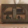 Arune 200 cm Arched Glass Doors Smoked Brown TV Stand with Storage and LED