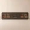 Arune 200 cm Arched Glass Doors Smoked Brown TV Stand with Storage and LED