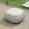 Cocaro Outdoor Hand-Woven Rope Footrest Storage Ottoman in Light Grey