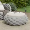 Cocaro Outdoor Hand-Woven Rope Footrest Storage Ottoman in Light Grey