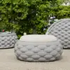 Cocaro Outdoor Hand-Woven Rope Footrest Storage Ottoman in Light Grey
