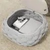 Cocaro Outdoor Hand-Woven Rope Footrest Storage Ottoman in Light Grey