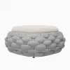 Cocaro Outdoor Hand-Woven Rope Footrest Storage Ottoman in Light Grey