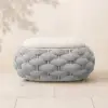 Cocaro Outdoor Hand-Woven Rope Footrest Storage Ottoman in Light Grey