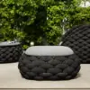 Cocaro Outdoor Hand-Woven Rope Footrest Storage Ottoman in Dark Grey