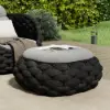 Cocaro Outdoor Hand-Woven Rope Footrest Storage Ottoman in Dark Grey