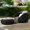 Cocaro Outdoor Hand-Woven Rope Footrest Storage Ottoman in Dark Grey