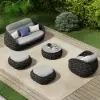 Cocaro Outdoor Hand-Woven Rope Footrest Storage Ottoman in Dark Grey