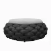 Cocaro Outdoor Hand-Woven Rope Footrest Storage Ottoman in Dark Grey