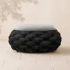 Cocaro Outdoor Hand-Woven Rope Footrest Storage Ottoman in Dark Grey
