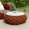 Cocaro Outdoor Hand-Woven Rope Footrest Storage Ottoman in Orange