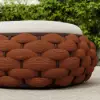 Cocaro Outdoor Hand-Woven Rope Footrest Storage Ottoman in Orange