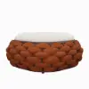 Cocaro Outdoor Hand-Woven Rope Footrest Storage Ottoman in Orange