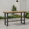 Tevara Outdoor Teak Wood Slat Top & Dark Grey Aluminium Frame Bar Table for Patio