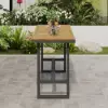 Tevara Outdoor Teak Wood Slat Top & Dark Grey Aluminium Frame Bar Table for Patio
