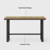 Tevara Outdoor Teak Wood Slat Top & Dark Grey Aluminium Frame Bar Table for Patio
