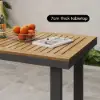 Tevara Outdoor Teak Wood Slat Top & Dark Grey Aluminium Frame Bar Table for Patio