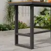 Tevara Outdoor Teak Wood Slat Top & Dark Grey Aluminium Frame Bar Table for Patio