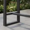 Tevara Outdoor Teak Wood Slat Top & Dark Grey Aluminium Frame Bar Table for Patio