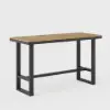 Tevara Outdoor Teak Wood Slat Top & Dark Grey Aluminium Frame Bar Table for Patio