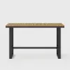 Tevara Outdoor Teak Wood Slat Top & Dark Grey Aluminium Frame Bar Table for Patio