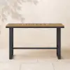 Tevara Outdoor Teak Wood Slat Top & Dark Grey Aluminium Frame Bar Table for Patio